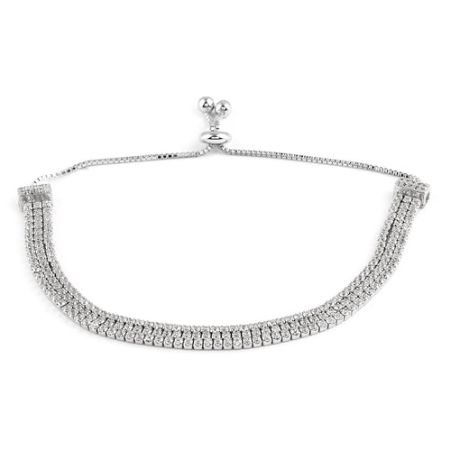Beautiful Diamond 3 Strand Adjustable Bolo Bracelet