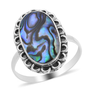 Abalone Shell Sterling Silver Ring Size 10