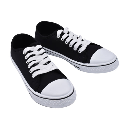 Stylish Black Star Canvas Lace Up Shoes - Size 7