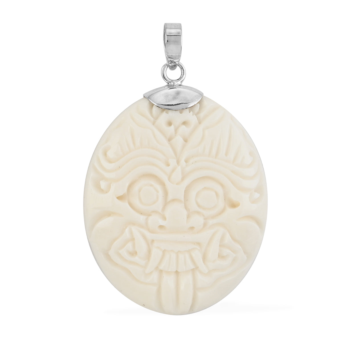 Beautiful Bali Goddess Carved Bone Pendant