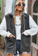 Load image into Gallery viewer, Sleeveless Denim Top with A Detachable Hood
