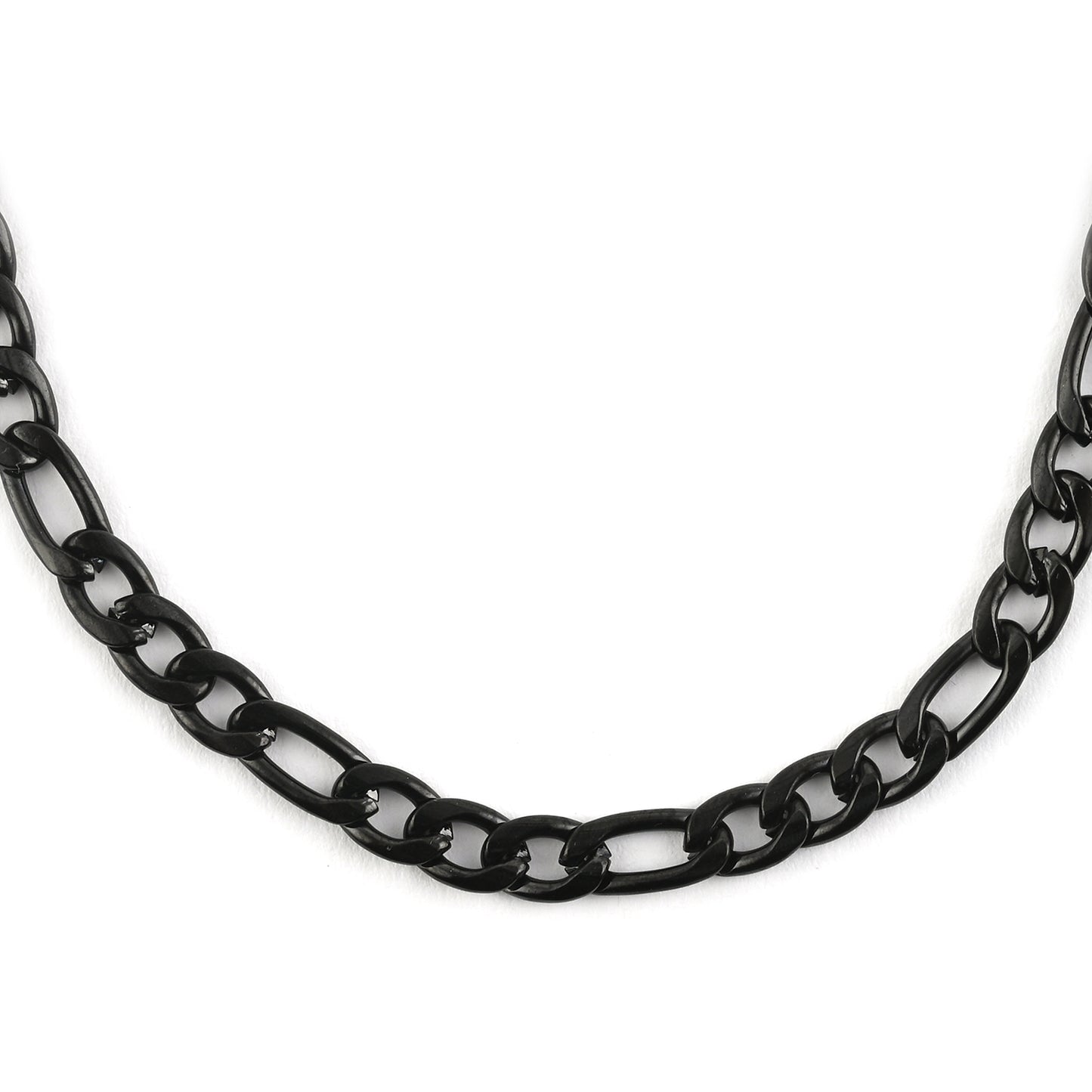 Black Ion Plated Figaro Necklace