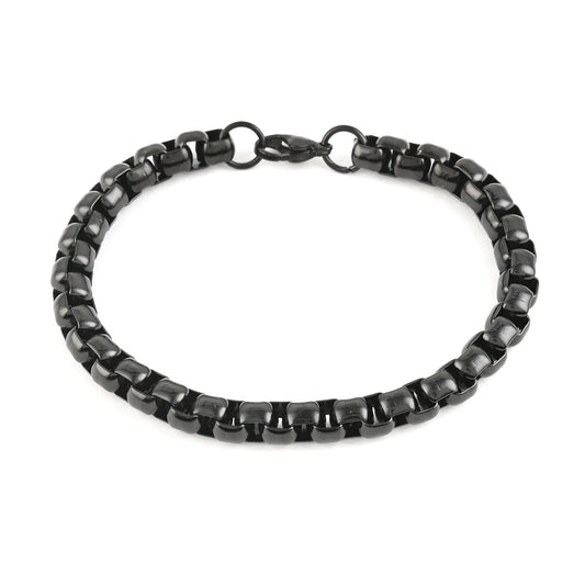 Men's Box Chain Bracelet in ION Plated Black Stainless Steel (8.00 In)