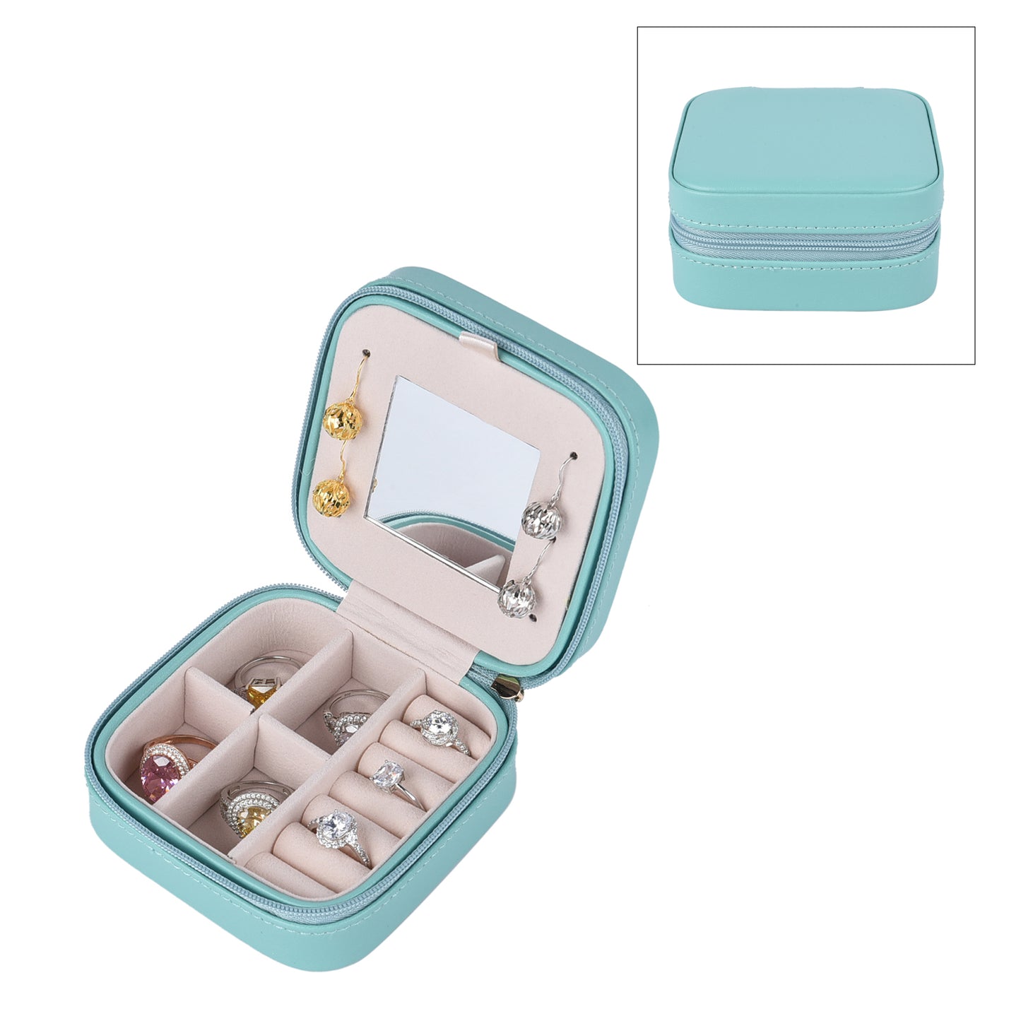 Travel Size Faux Leather Jewelry Box with Scratch Protection Interior