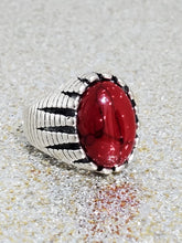 Load image into Gallery viewer, Men&#39;s 925 Sterling Silver Red Agate Ring Size 11.3/4
