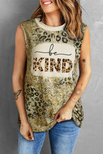 Load image into Gallery viewer, BE KIND Graphic Leopard Round Neck Tank
