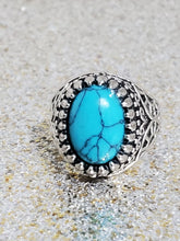Load image into Gallery viewer, Unisex 925 Silver Turquoise Ring Size 7.5

