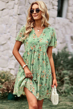 Load image into Gallery viewer, Floral Notched Flutter Sleeve Mini Dress
