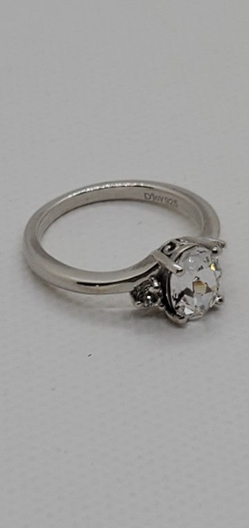 Women's White Crystal Platinum Ring Size 6