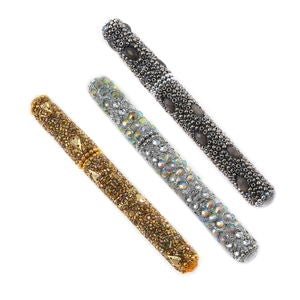 Set of 3 Gray, Silver, Golden Rhinestone Bead Pens