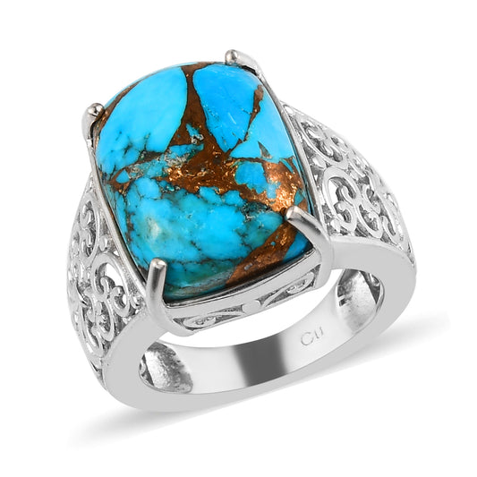 Stylish Matrix Chestnut Brine Turquoise Solitaire Ring Size 8