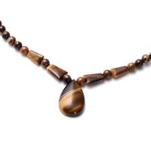 Load image into Gallery viewer, South African Yellow Tiger&#39;s Eye Beaded Tribal Necklace
