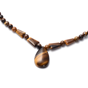 South African Yellow Tiger's Eye Beaded Tribal Necklace