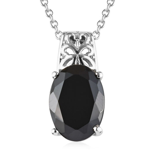 7.65 ctw Natural Thai Black Spinel Pendant Necklace 20 Inch - WHIMSICALIA