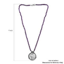 Load image into Gallery viewer, Amethyst Coin Pendant Necklace 20 Inches in Sterling Silver
