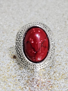 Men's Red Turquoise 925 Silver Ring Size 11