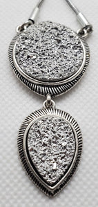 Double Drop Platinum Drusy Necklace