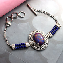 Load image into Gallery viewer, Karis Mojave Purple Turquoise and Blue Howlite Toggle Clasp Bracelet
