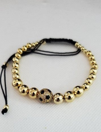 Unisex 14K Gold Bead Bracelet Free Shipping