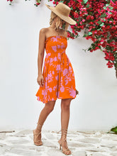Load image into Gallery viewer, Floral Frill Trim Strapless Smocked Dress

