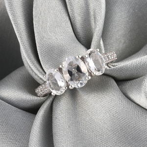 Petalite and Zircon Ring  Sterling Silver Size 9