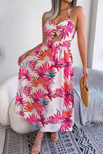 Load image into Gallery viewer, Botanical Print Tied Backless Cutout Slit Dress
