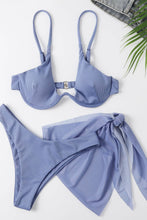 Load image into Gallery viewer, Ribbed High Cut Three-Piece Swim Set
