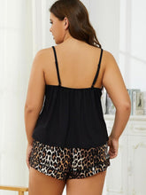 Load image into Gallery viewer, Plus Size Lace Trim Scoop Neck Cami and Printed Shorts Pajama Set
