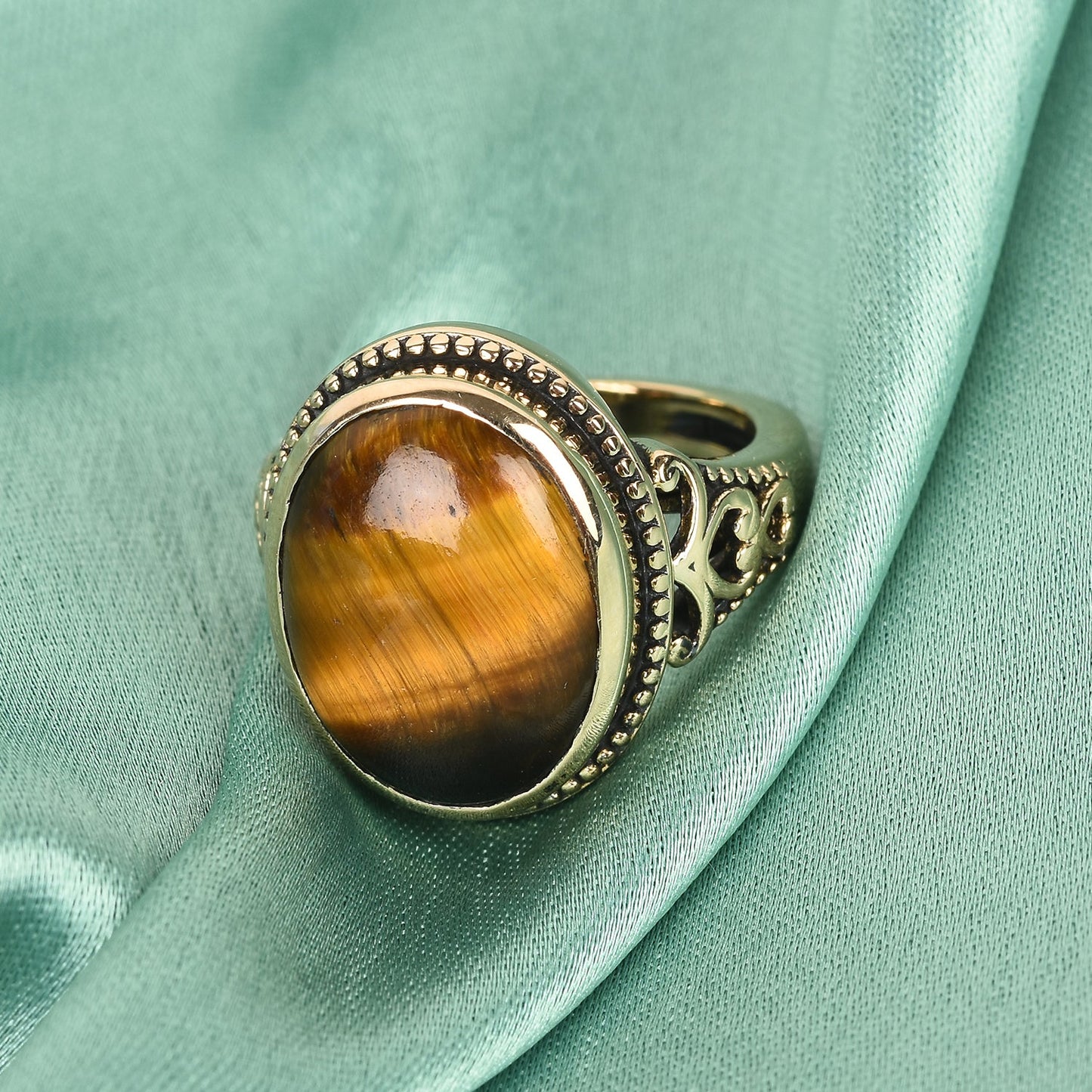 South African Tiger's Eye Ring Size 7, 8 8.30 ctw