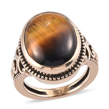 Load image into Gallery viewer, South African Tiger&#39;s Eye Ring Size 7, 8 8.30 ctw
