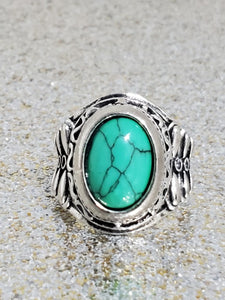 Unisex Turquoise Silver Ring Size 8.5