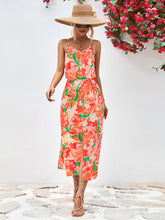 Load image into Gallery viewer, Printed Spaghetti Strap Front Slit Dress
