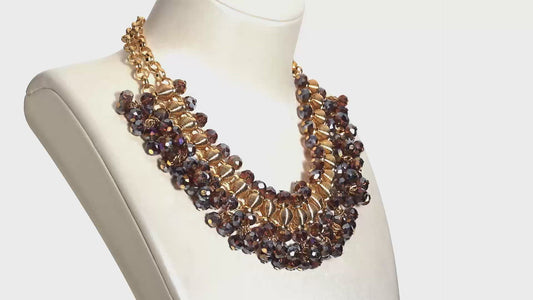 Purple Beaded Waterfall Chocker Necklace