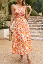 Load image into Gallery viewer, Floral One-Shoulder Sleeveless Dress with Pockets
