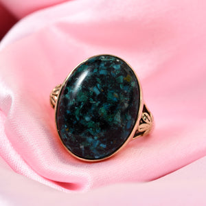 Ring, Size 8 Matrix Black Spinel and Opalina  Ring  9.85 ctw