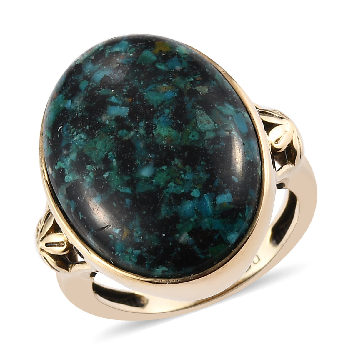 Matrix Black Spinel and Peruvian Opal Constituted Ring Size 8