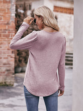 Load image into Gallery viewer, Pleated Detail Curved Hem Long Sleeve Top
