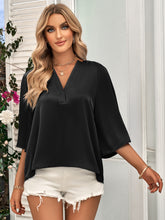 Load image into Gallery viewer, Three-Quarter Flare Sleeve V-Neck Blouse
