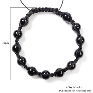 Men's Black Agate Beaded Adjustable Bracelet