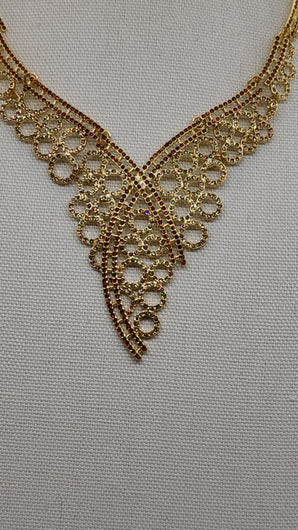 Women's Champagne Austrian Crystal Bib Wedding Bridesmaid Necklace