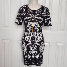 Load image into Gallery viewer, Abstract Print Black &amp; White Sweater Dress - Size Medium
