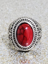 Load image into Gallery viewer, Men&#39;s Red Turquoise 925 Silver Ring Size 10.5
