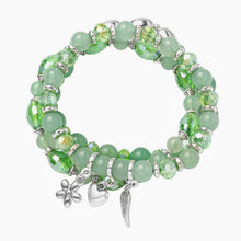 Load image into Gallery viewer, Set of 3 Green Aventurine and Simulated Green Diamond Beaded Stretch Charm Bracelet
