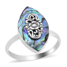 Load image into Gallery viewer, Abalone Oval Sterling Silver Ring Size 8
