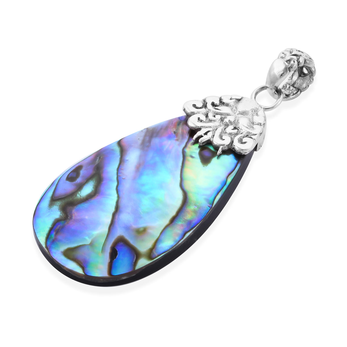 Pear Shaped Abalone Shell Pendant with free 20 inch silver chain