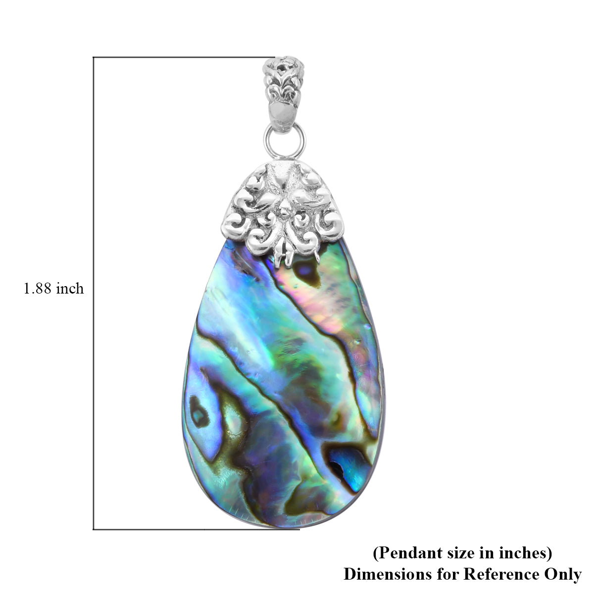 Pear Shaped Abalone Shell Pendant with free 20 inch silver chain