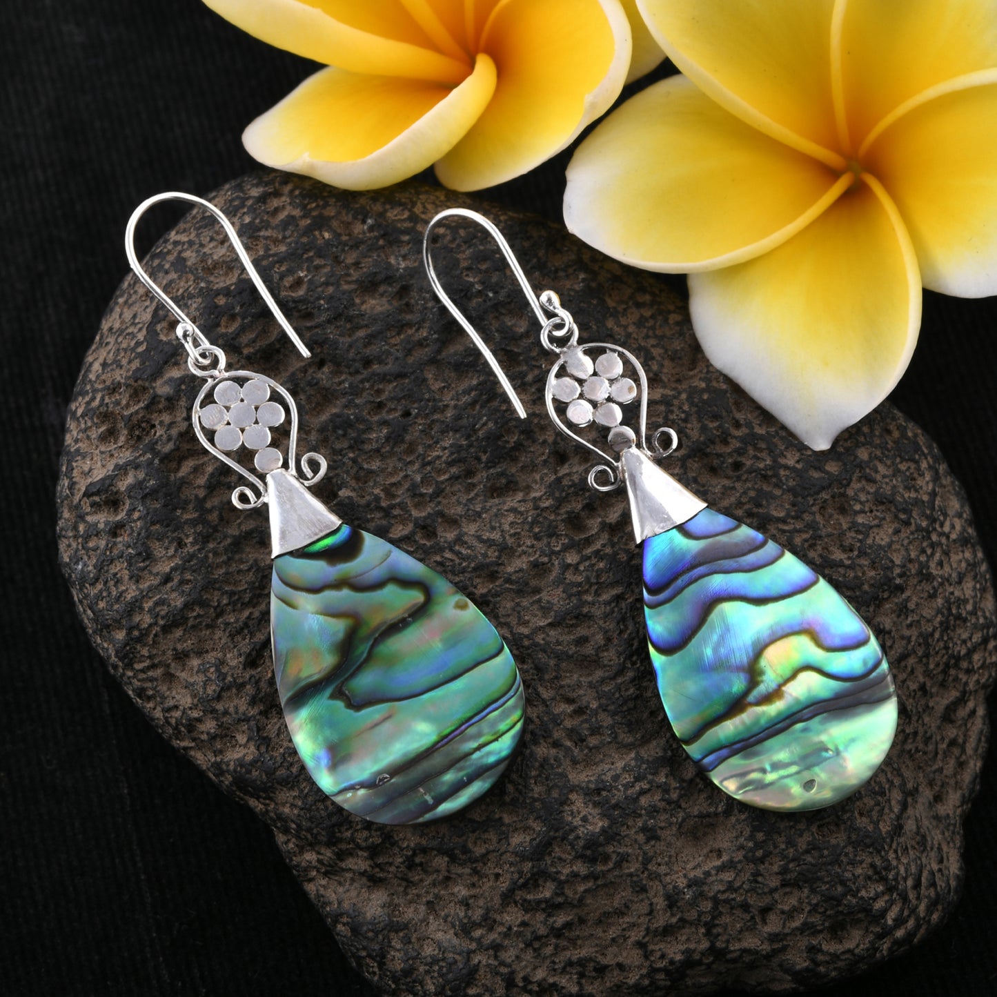 Earrings, Abalone Shell in Sterling Silver