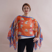 Load image into Gallery viewer, All in One Orange Floral Brush Stroke Chiffon Tunic (One Size Fits Most)

