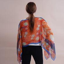 Load image into Gallery viewer, All in One Orange Floral Brush Stroke Chiffon Tunic (One Size Fits Most)
