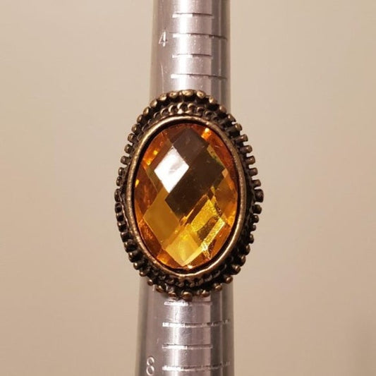 Amber Stone Saddle Ring